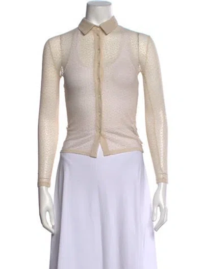 Pre-owned Alfie Patterned Long Sleeve Button-up Top In Neutrals