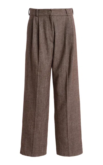 Alfie Tailored Cotton Wide-leg Pants In Brown