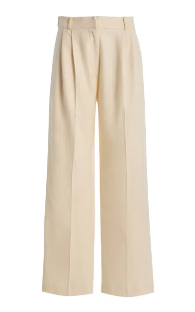 Alfie Tailored Cotton Wide-leg Pants In Neutral