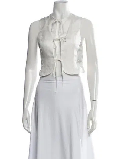 Pre-owned Alfie Tie Neck Sleeveless Crop Top W/ Tags In White