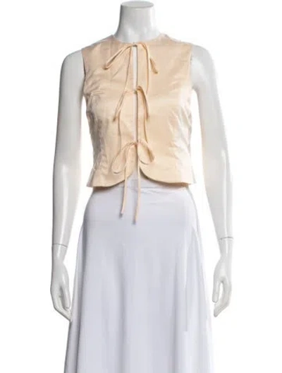 Pre-owned Alfie Tie Neck Sleeveless Top In Neutrals