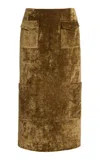Alfie Valleta Velour Midi Skirt In Brown