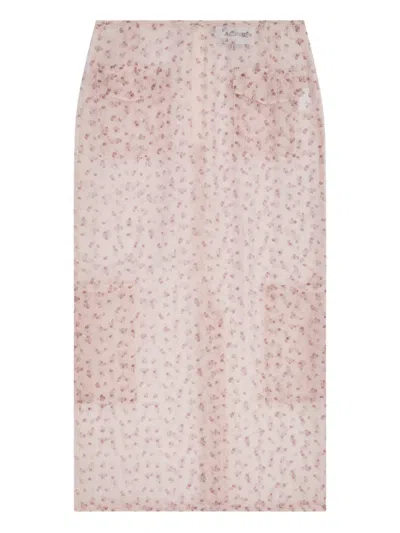 Alfie Valletta Rose-print Midi Skirt In Pink