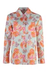 Alfieri &amp; St.john Floral Print Cotton Shirt In Light Blue