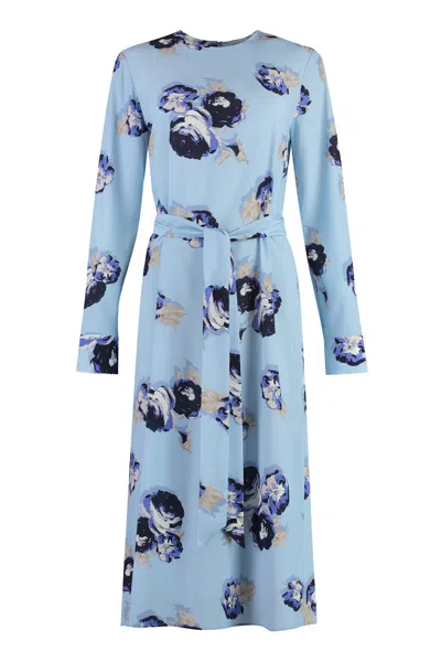 Alfieri &amp; St.john Printed Silk Dress In Light Blue