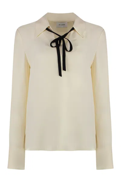 Alfieri &amp; St.john Silk Blouse In Ivory