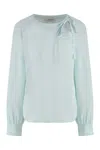 Alfieri &amp; St.john Silk Blouse In Light Blue