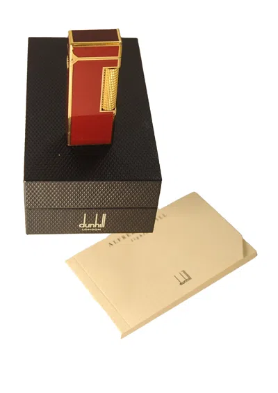 Pre-owned Alfred Dunhill Dunhill 18ct Gold Plated Red Lacquered Rollagas Classic Lighter Boxed & Serviced