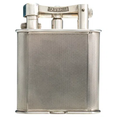 Pre-owned Alfred Dunhill Dunhill 'giant' Lighter With Engine Turned Silver Plated Finish, Circa 1948.