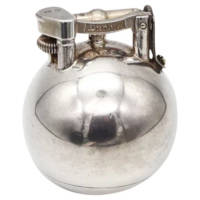 Pre-owned Alfred Dunhill Dunhill London 1929 Ball Desk Petrol Lighter In Solid .925 Sterling Silver