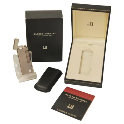 Pre-owned Alfred Dunhill Dunhill Silver Plated Rollagas D Logo Cigarette Lighter With Leather Case In Black