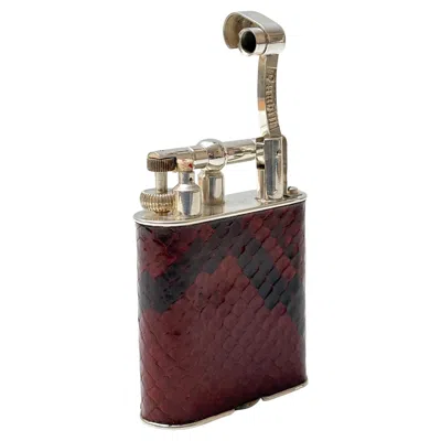Pre-owned Alfred Dunhill Large Vintage Dunhill Table Lighter Applied Lizard Skin Decoration Circa 1920 In Black