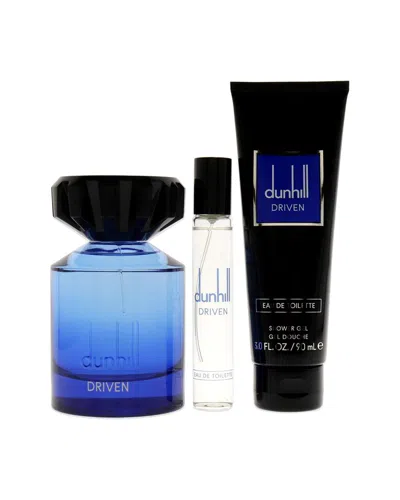 Alfred Dunhill Men's Edt Driven Blue Edt 3pc Gift Set In Transparent