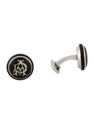 Pre-owned Alfred Dunhill Resin Logo Cufflink In Black