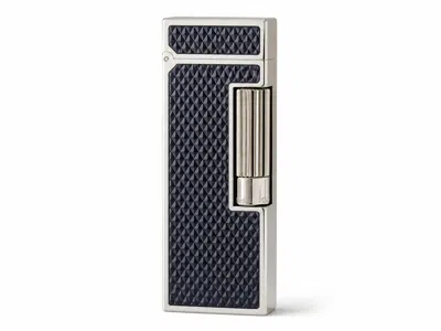 Pre-owned Alfred Dunhill Rollagas Blue Tinted Lacquer Palladium Plated Lighter