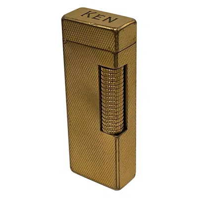 Pre-owned Alfred Dunhill Wonderful Vintage Dunhill Rollagas Lighter Diamond-cut Gold Plated In Brown