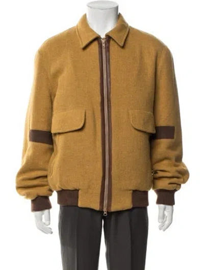Pre-owned Alfred Dunhill Wool Bomber Jacket In Yellow