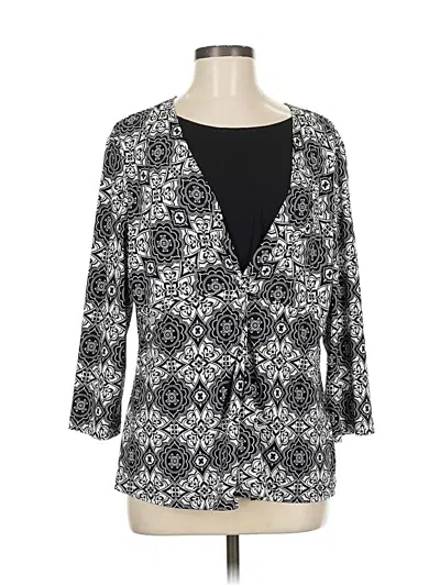 Pre-owned Alfred Dunner 3/4 Sleeve Blouse In Black