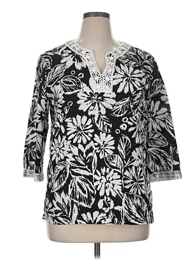 Pre-owned Alfred Dunner 3/4 Sleeve Blouse In Black