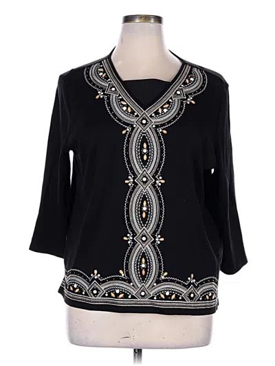 Pre-owned Alfred Dunner 3/4 Sleeve Blouse In Black