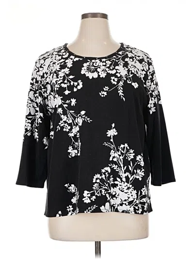 Pre-owned Alfred Dunner 3/4 Sleeve Blouse In Black