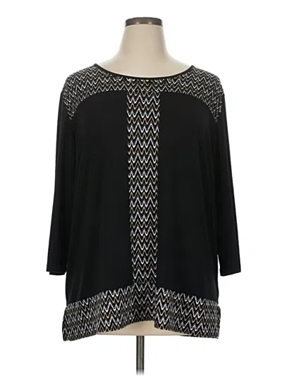 Pre-owned Alfred Dunner 3/4 Sleeve Blouse In Black