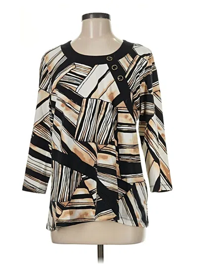 Pre-owned Alfred Dunner 3/4 Sleeve Blouse In Black