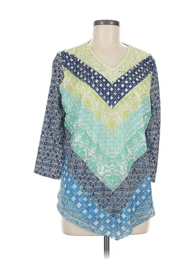Pre-owned Alfred Dunner 3/4 Sleeve Blouse In Blue