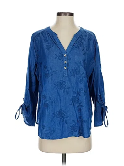 Pre-owned Alfred Dunner 3/4 Sleeve Blouse In Blue
