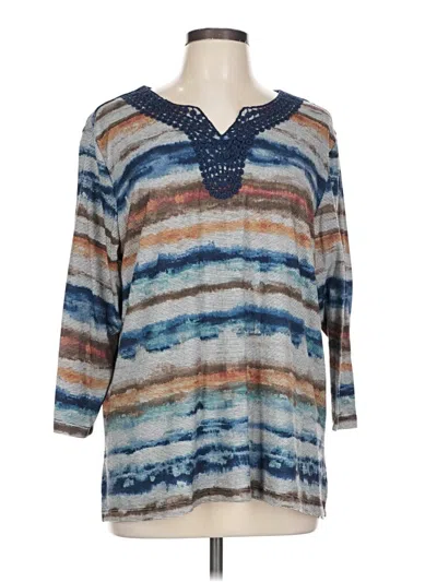 Pre-owned Alfred Dunner 3/4 Sleeve Blouse In Blue