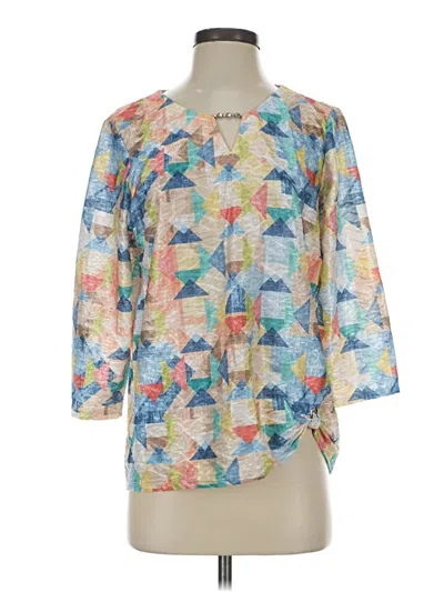 Pre-owned Alfred Dunner 3/4 Sleeve Blouse In Blue