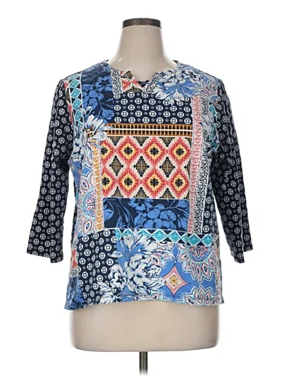 Pre-owned Alfred Dunner 3/4 Sleeve Blouse In Blue