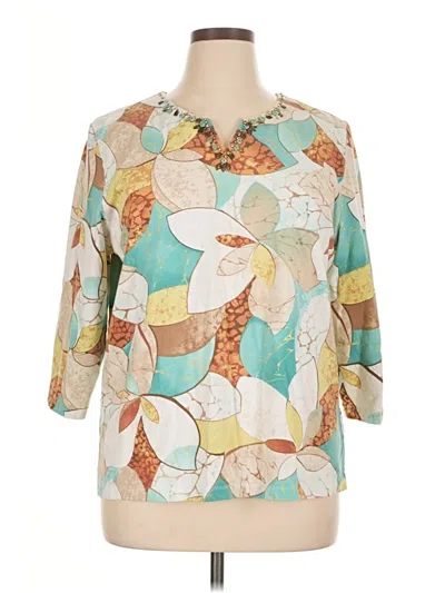 Pre-owned Alfred Dunner 3/4 Sleeve Blouse In Blue