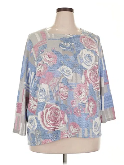 Pre-owned Alfred Dunner 3/4 Sleeve Blouse In Blue