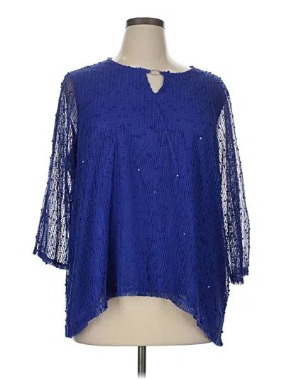 Pre-owned Alfred Dunner 3/4 Sleeve Blouse In Blue