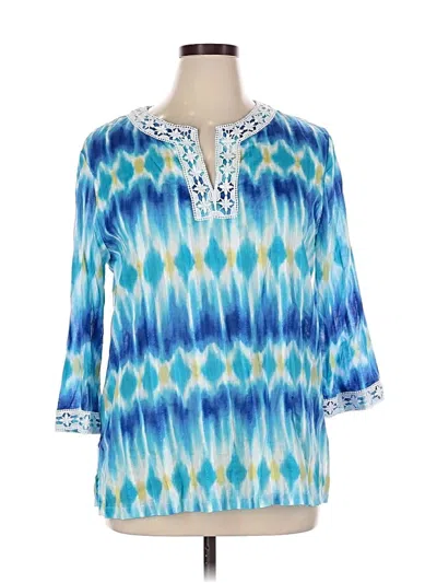 Pre-owned Alfred Dunner 3/4 Sleeve Blouse In Blue