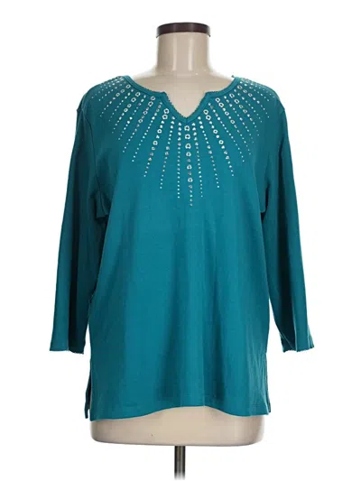 Pre-owned Alfred Dunner 3/4 Sleeve Blouse In Blue