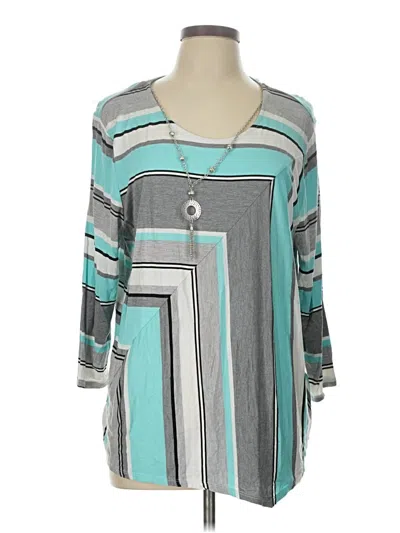 Pre-owned Alfred Dunner 3/4 Sleeve Blouse In Blue