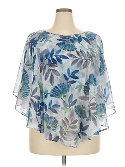 Pre-owned Alfred Dunner 3/4 Sleeve Blouse In Blue