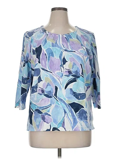Pre-owned Alfred Dunner 3/4 Sleeve Blouse In Blue
