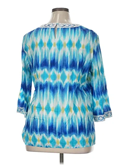 Pre-owned Alfred Dunner 3/4 Sleeve Blouse In Blue