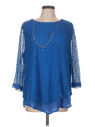 Pre-owned Alfred Dunner 3/4 Sleeve Blouse In Blue
