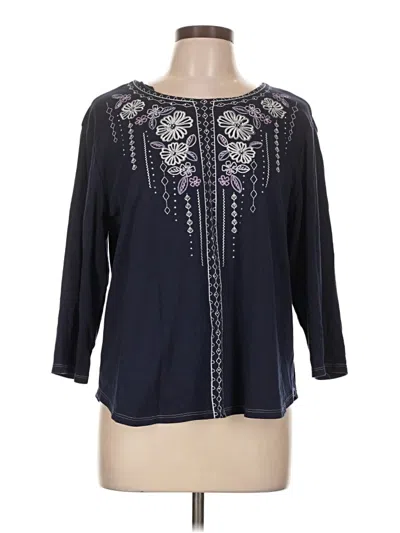 Pre-owned Alfred Dunner 3/4 Sleeve Blouse In Blue