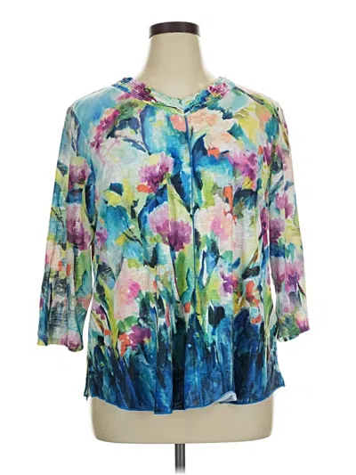Pre-owned Alfred Dunner 3/4 Sleeve Blouse In Blue