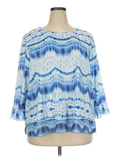 Pre-owned Alfred Dunner 3/4 Sleeve Blouse In Blue