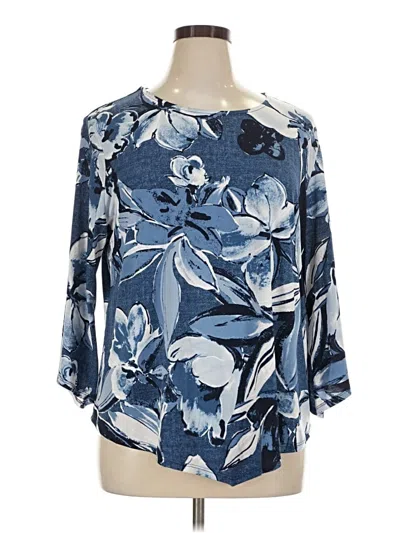 Pre-owned Alfred Dunner 3/4 Sleeve Blouse In Blue