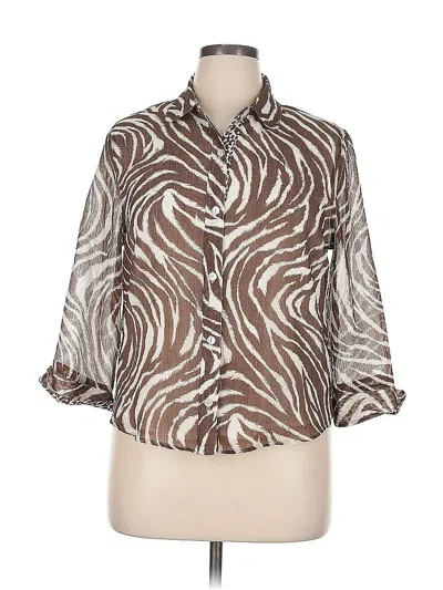 Pre-owned Alfred Dunner 3/4 Sleeve Blouse In Brown