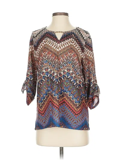 Pre-owned Alfred Dunner 3/4 Sleeve Blouse In Brown