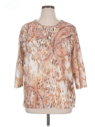 Pre-owned Alfred Dunner 3/4 Sleeve Blouse In Brown