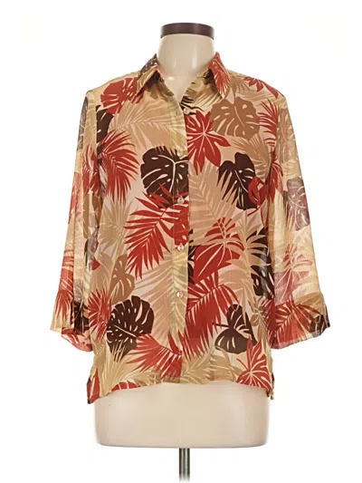 Pre-owned Alfred Dunner 3/4 Sleeve Blouse In Brown